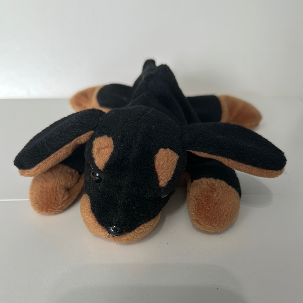 Ty Black and Brown Dog DOBY Plush Toy Soft and Cuddly